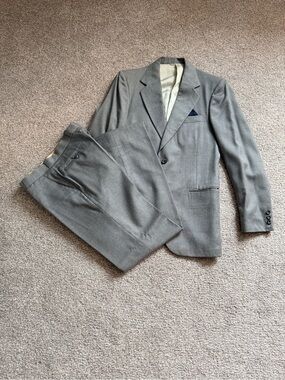 Vintage Jack Fraser Men’s Pure Virgin Wool Grey Pinstripe 2-Piece Suit